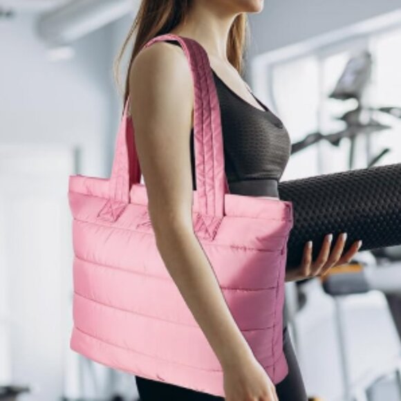 NWT Reebok Beatrice Pink Quilted Tote Bag 20.9L Lightweight Shoulder Tote - Picture 8 of 9